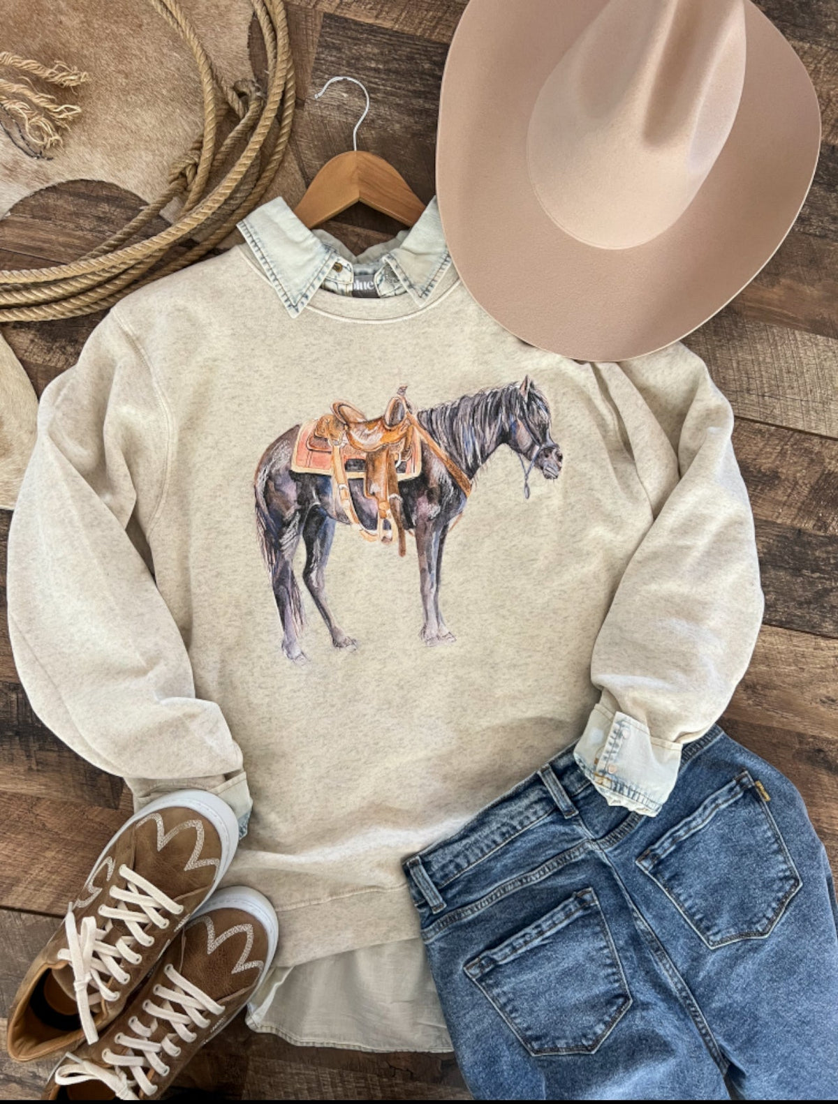 Ole Trusty Tee Or Sweatshirt (Adult)(Heathered cream)