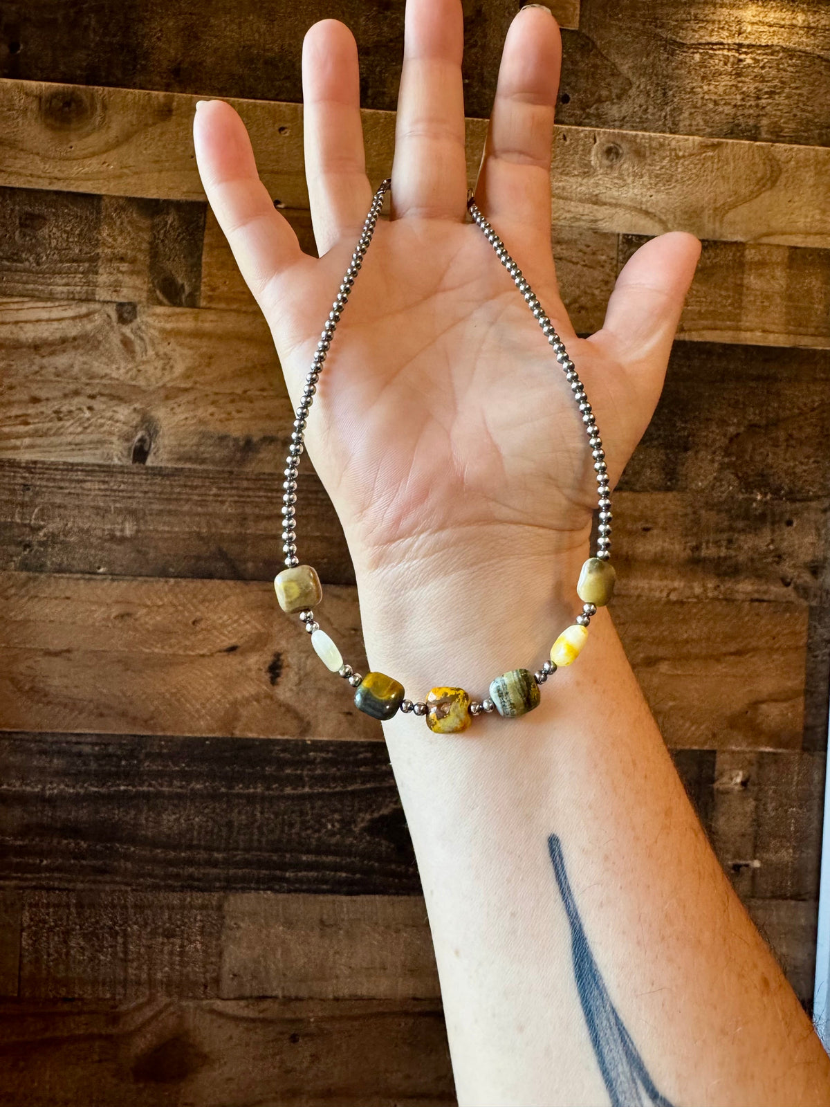 14 inch 3 mm sterling silver pearls choker - with bumblebees beads