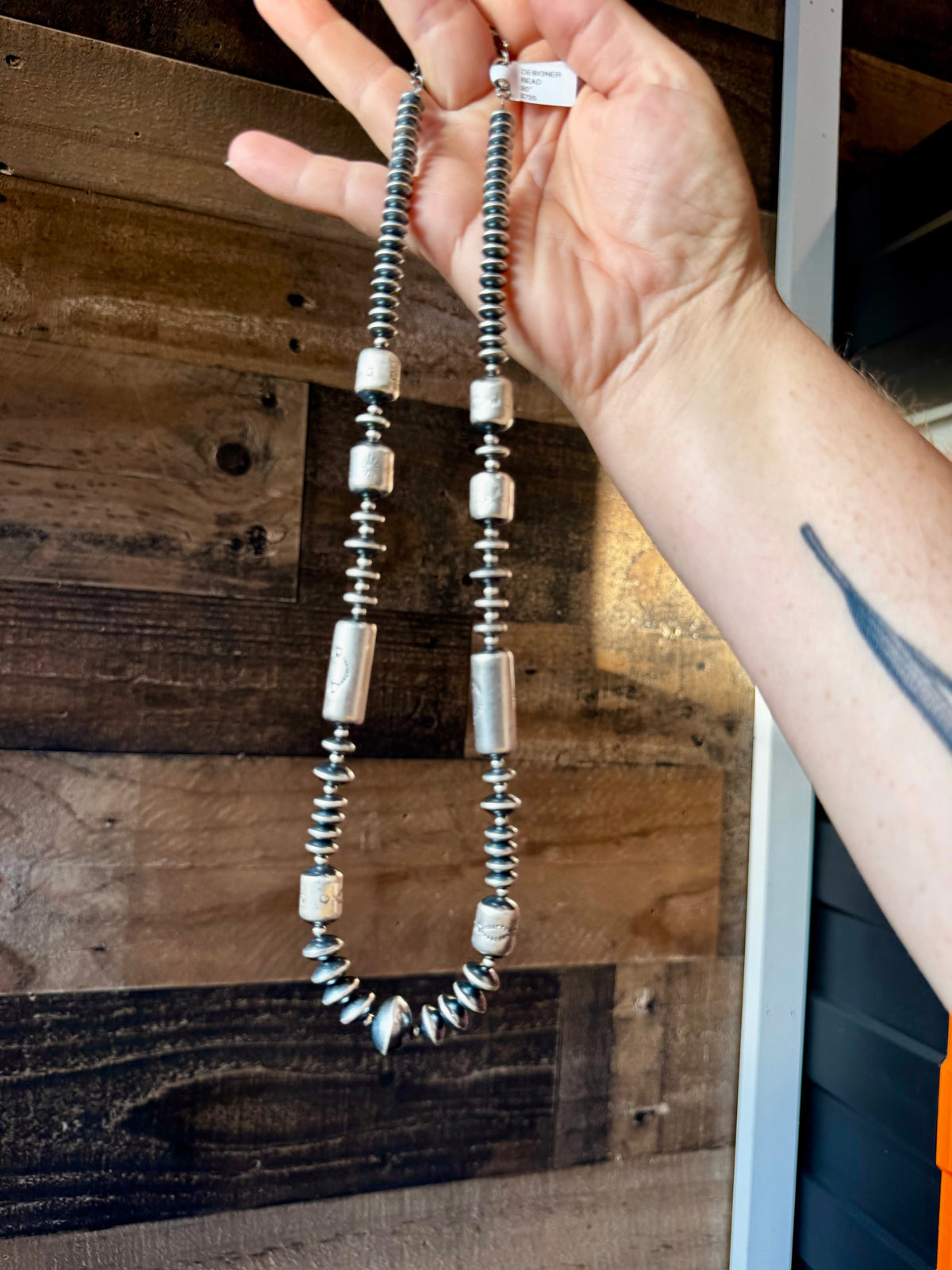 Sterling silver pearls - 20 inch with barrel beads