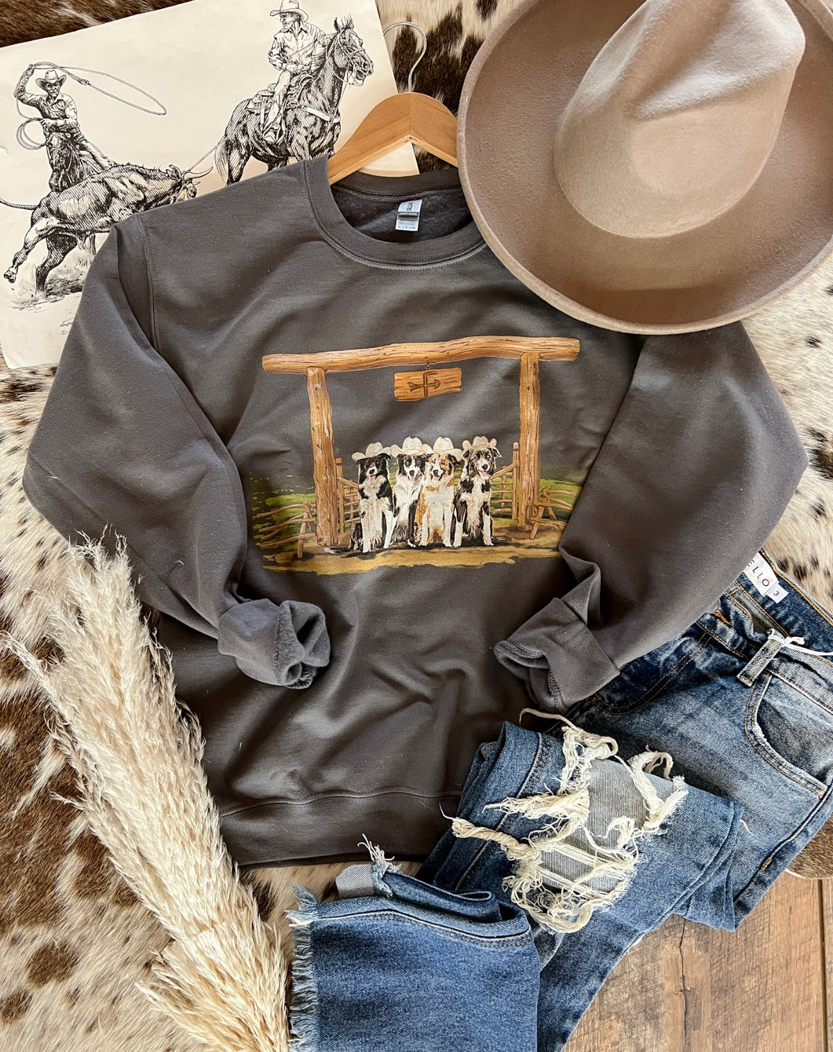 Ranch Dogs"Border Collies" Sweatshirt(Charcoal)