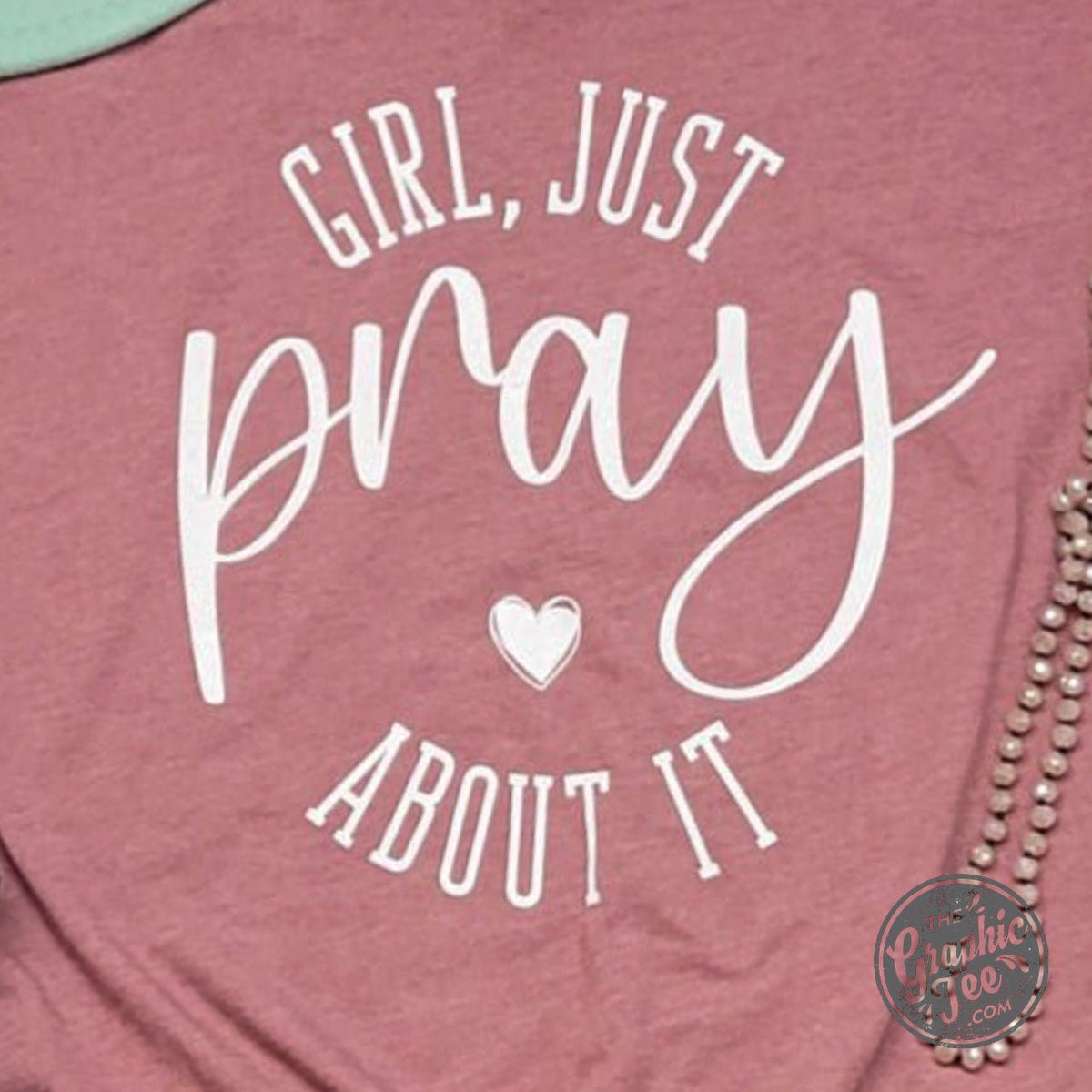 Girl Just Pray About It Heather Mauve Unisex V Neck Tee
