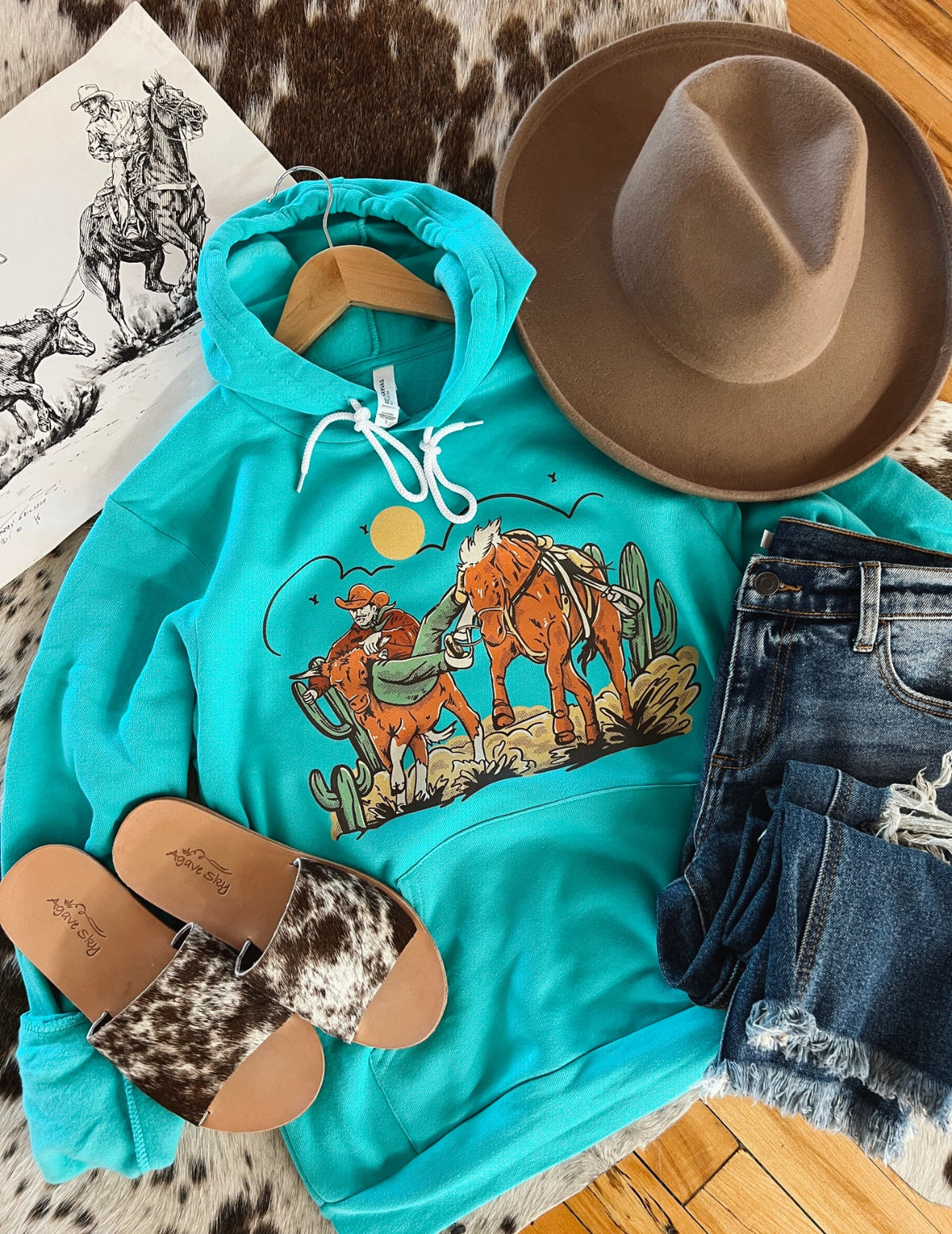 Desert Bulldogger Hoodie (Adult)(Teal)