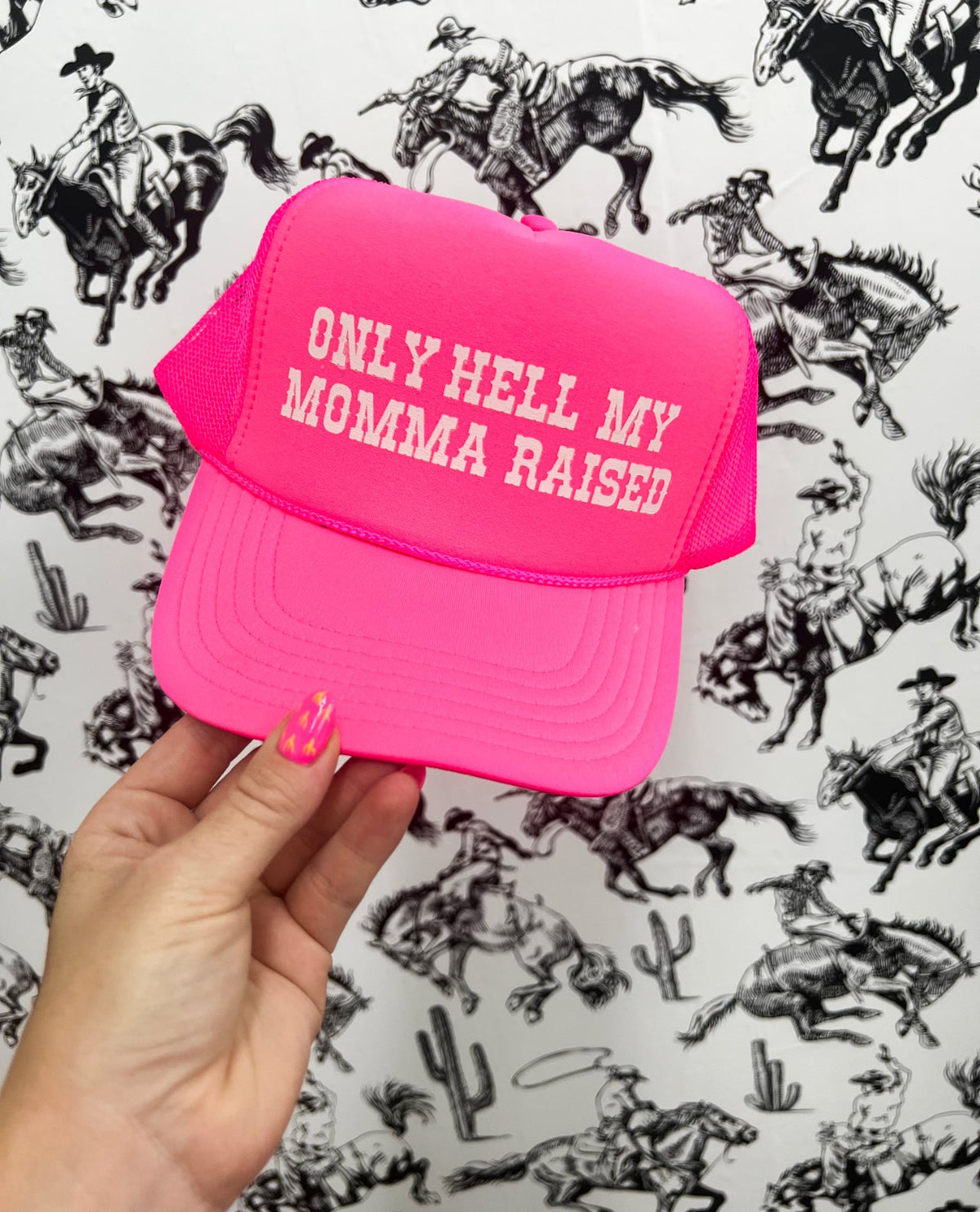 Momma Raised Trucker Hat (Adult)(neon)