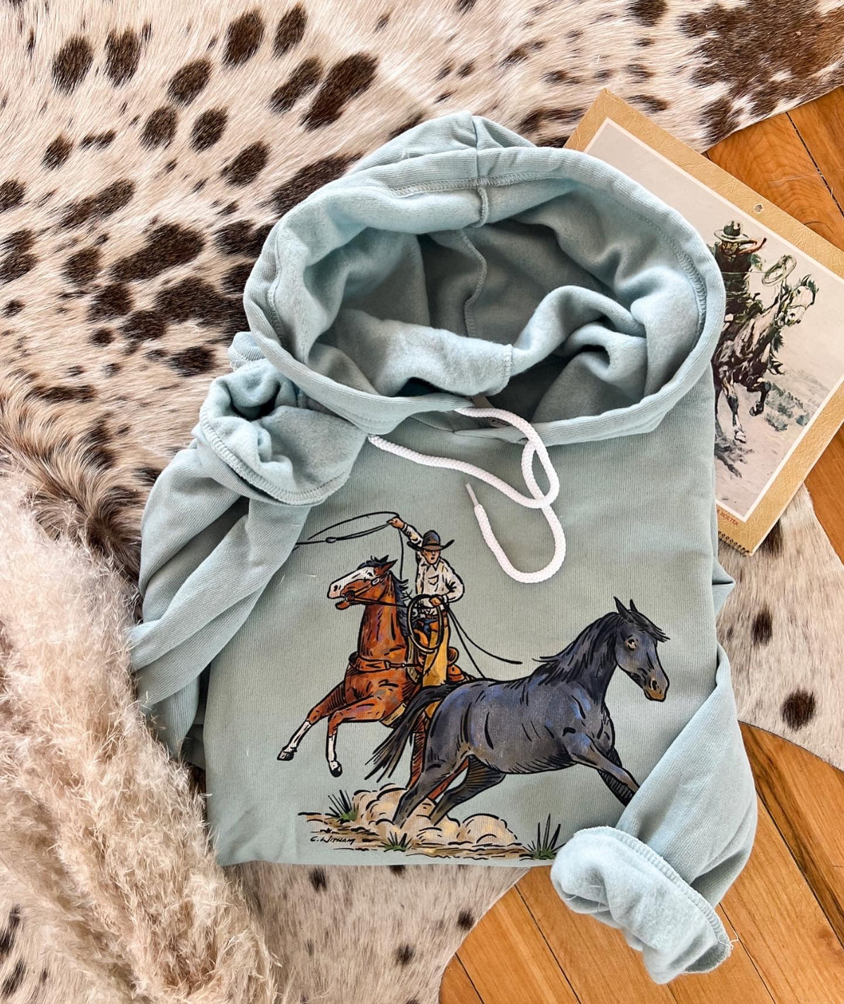 Cody Wild Horse Hoodie(Adult) (Seafoam)