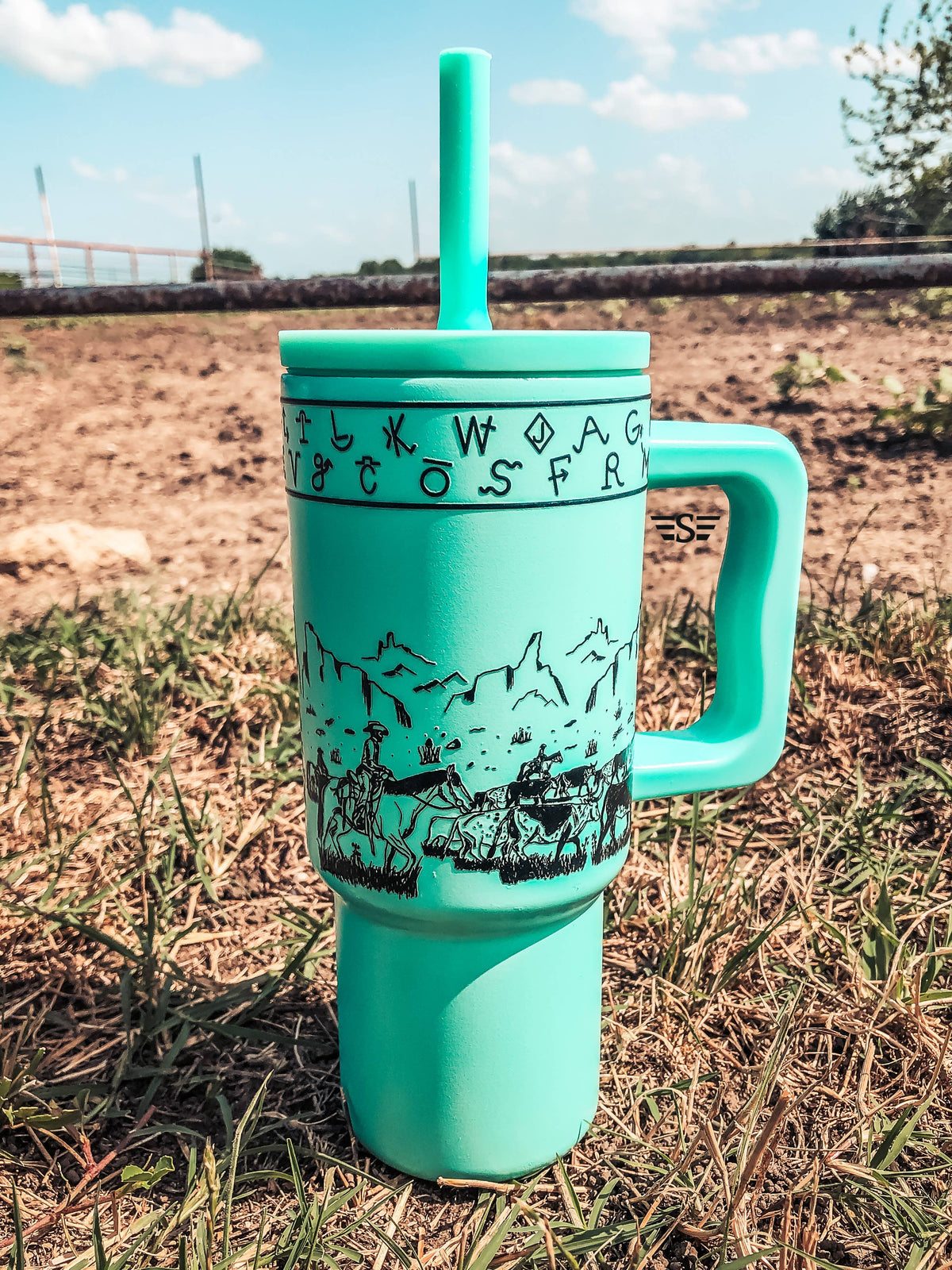 Kids 24oz Western Tumbler: Red Retro Rodeo