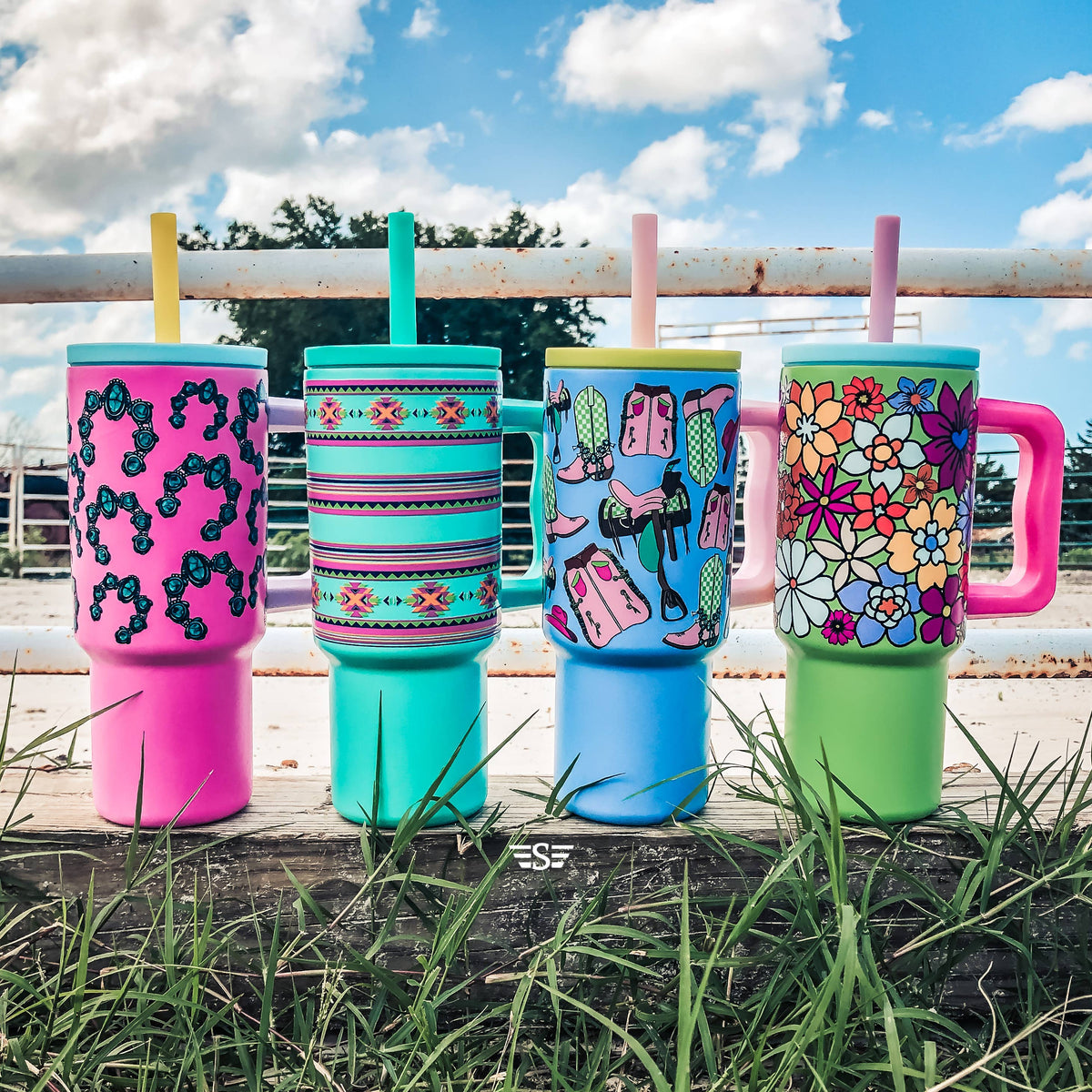 Kids 24oz Western Tumbler: Floral