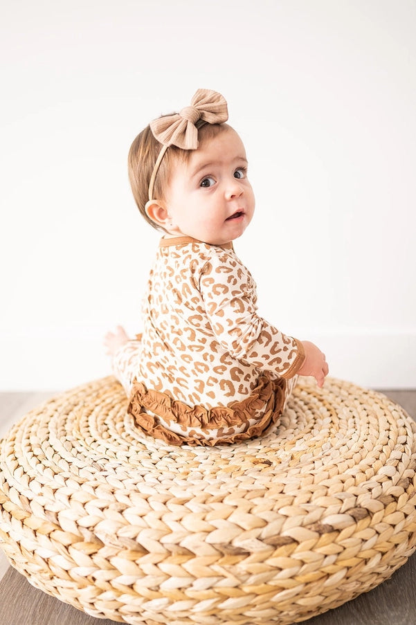 Ruffle Zipper One Piece - Leopard
