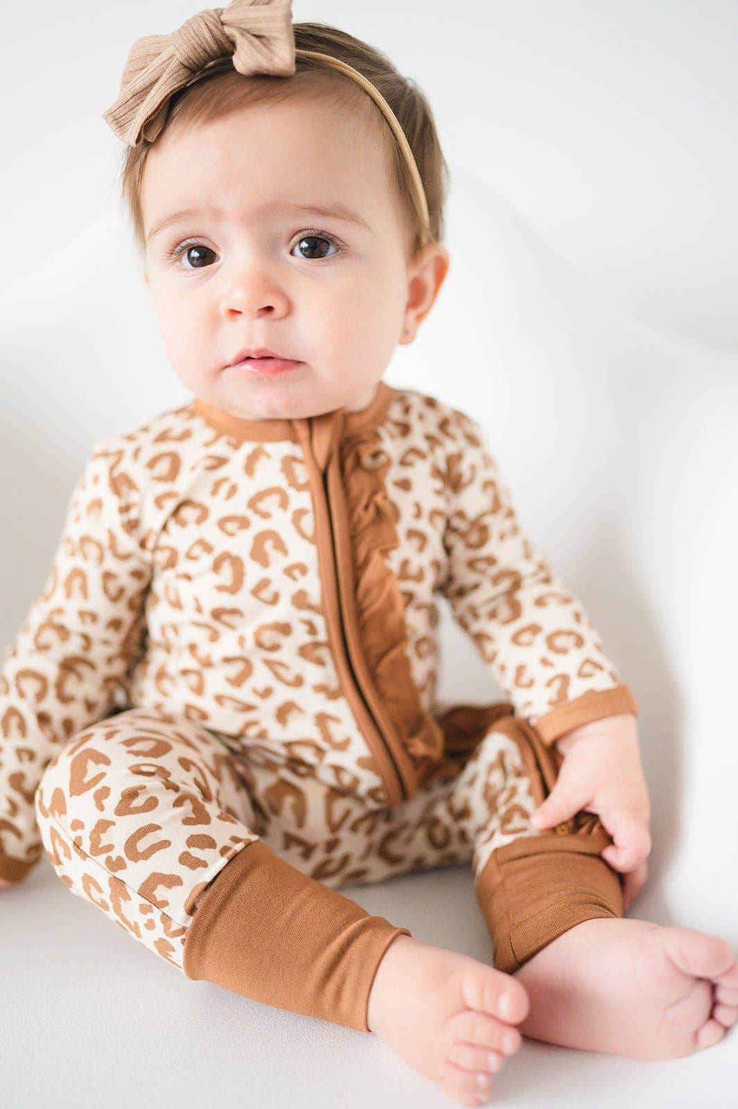 Ruffle Zipper One Piece - Leopard: 3-6 Months
