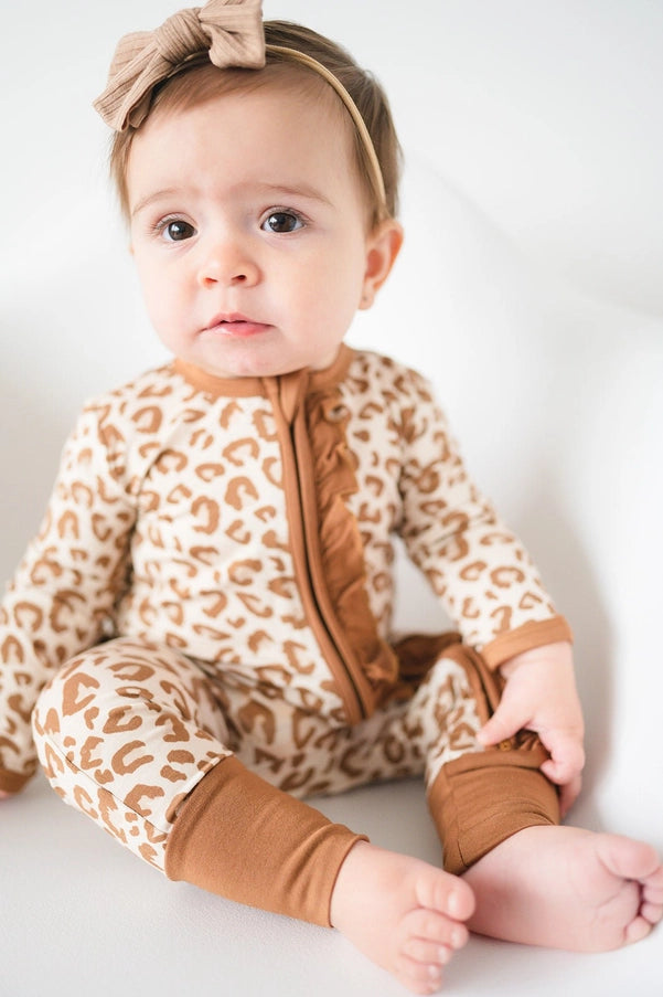 Ruffle Zipper One Piece - Leopard