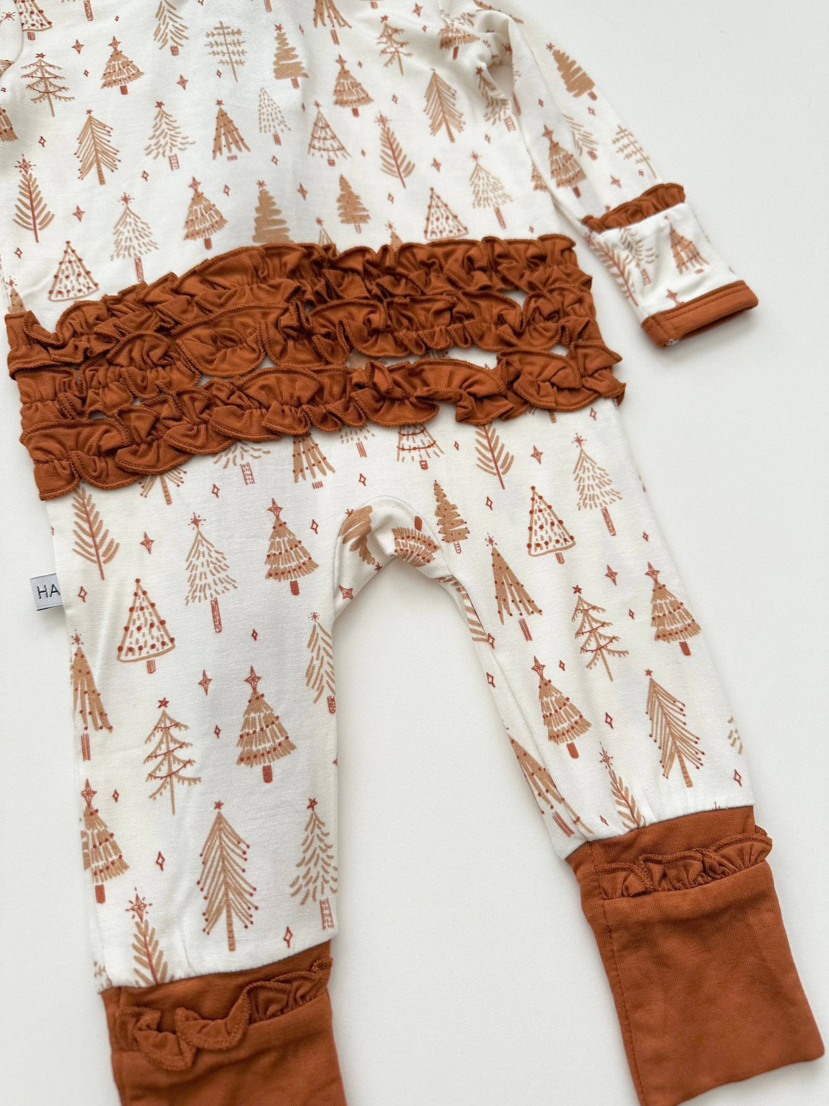 Pine Christmas Trees - Ruffle Zipper Romper