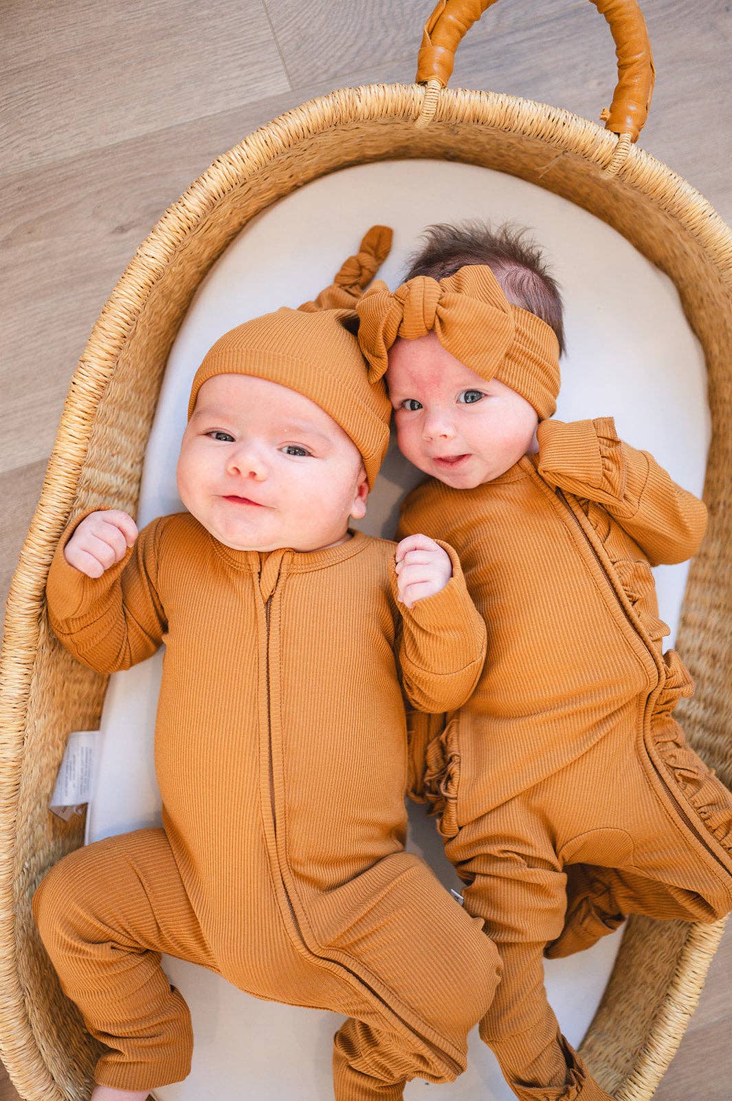 Zipper Romper - Caramel Ribbed: 12-18 Months