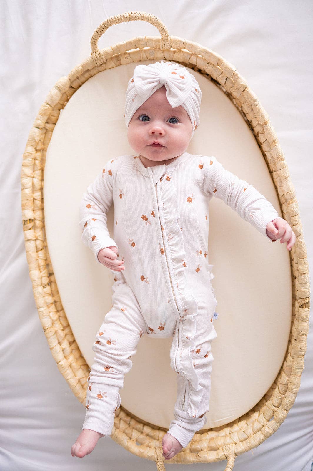 Ruffle Zipper One Piece -  Fleur: Newborn