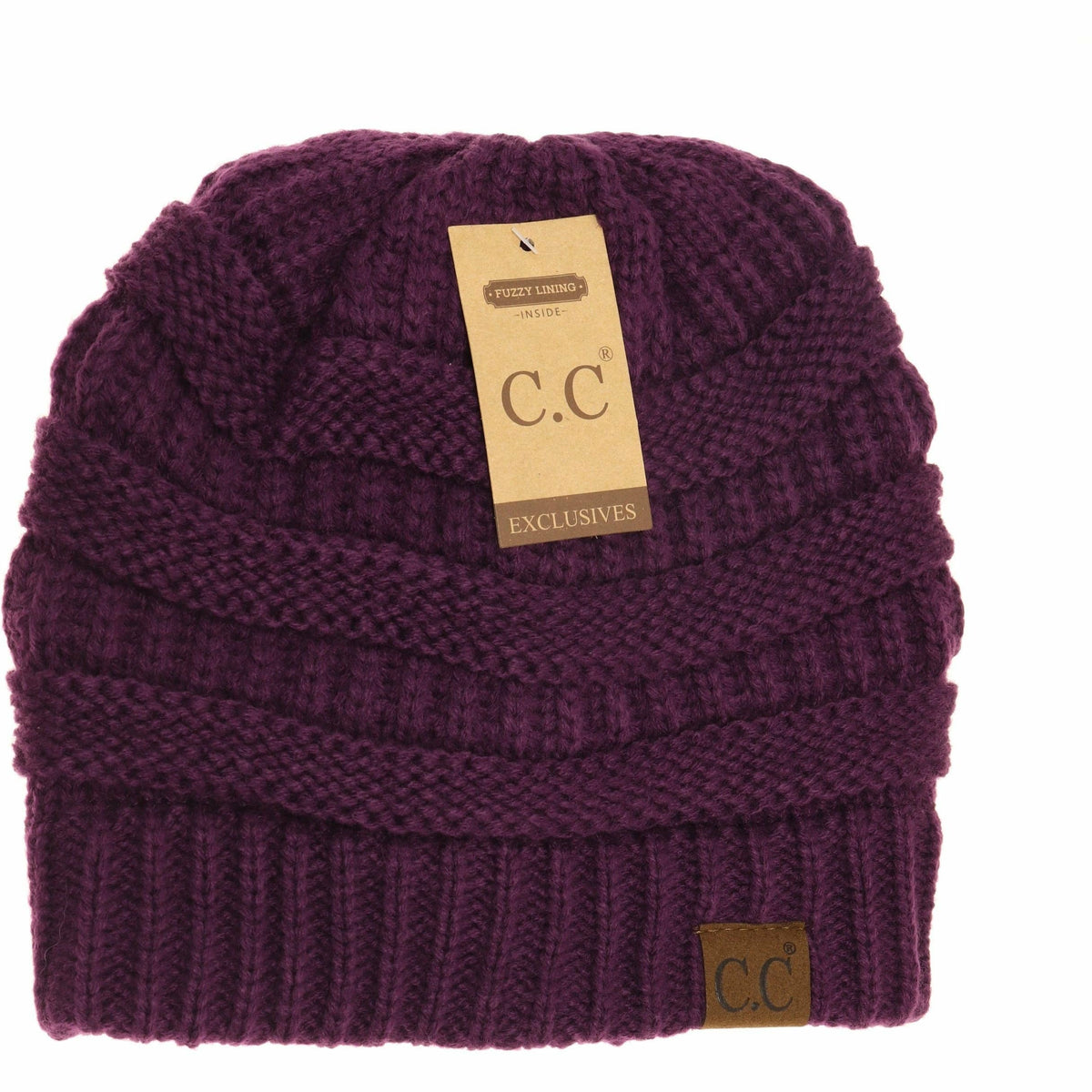 Classic Fuzzy Lined CC Beanie HAT25: Burgundy