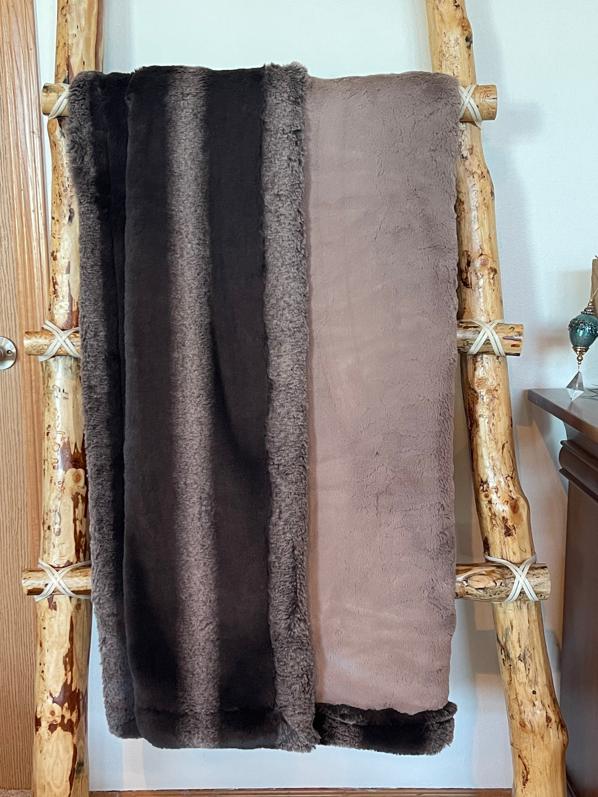 Taupe Bunny / Expresso Arctic Chinchilla Adult Blanket
