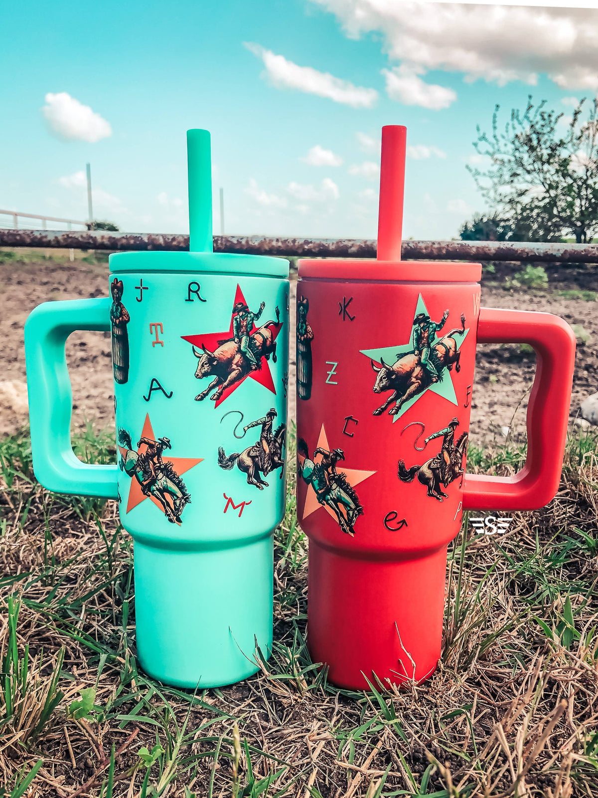Kids 24oz Western Tumbler: Red Retro Rodeo