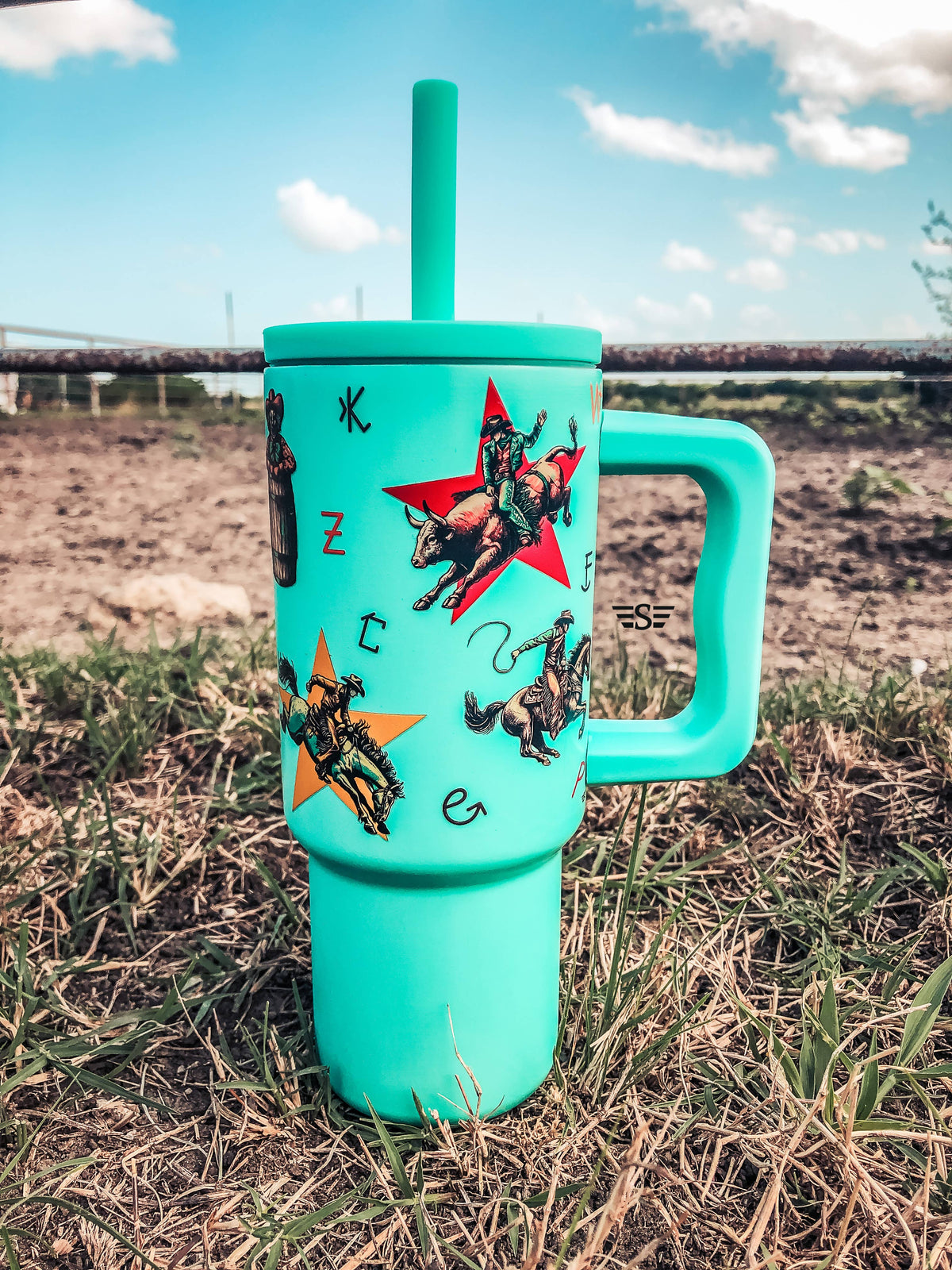 Kids 24oz Western Tumbler: Red Retro Rodeo