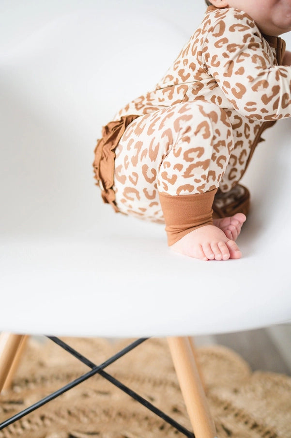 Ruffle Zipper One Piece - Leopard