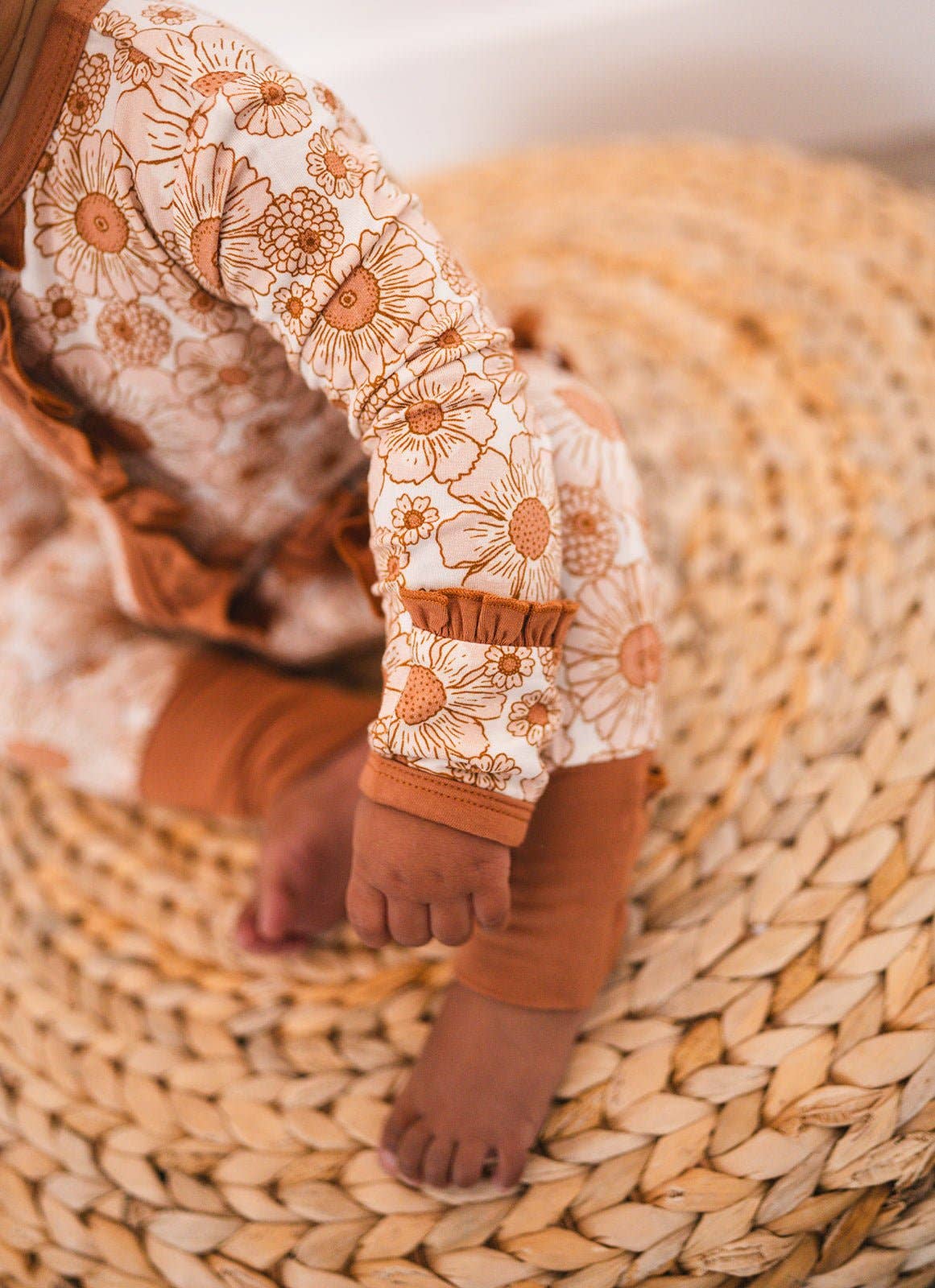 Ruffle Zipper One Piece -  Flower Garden: 6-9 Months