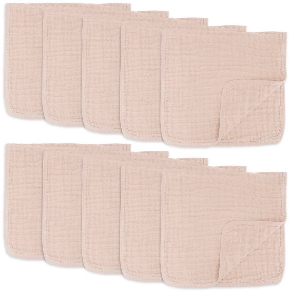Muslin Burp Cloths by Comfy Cubs: Pack of 10 / Blush
