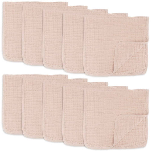 Muslin Burp Cloths by Comfy Cubs: Pack of 10 / Blush