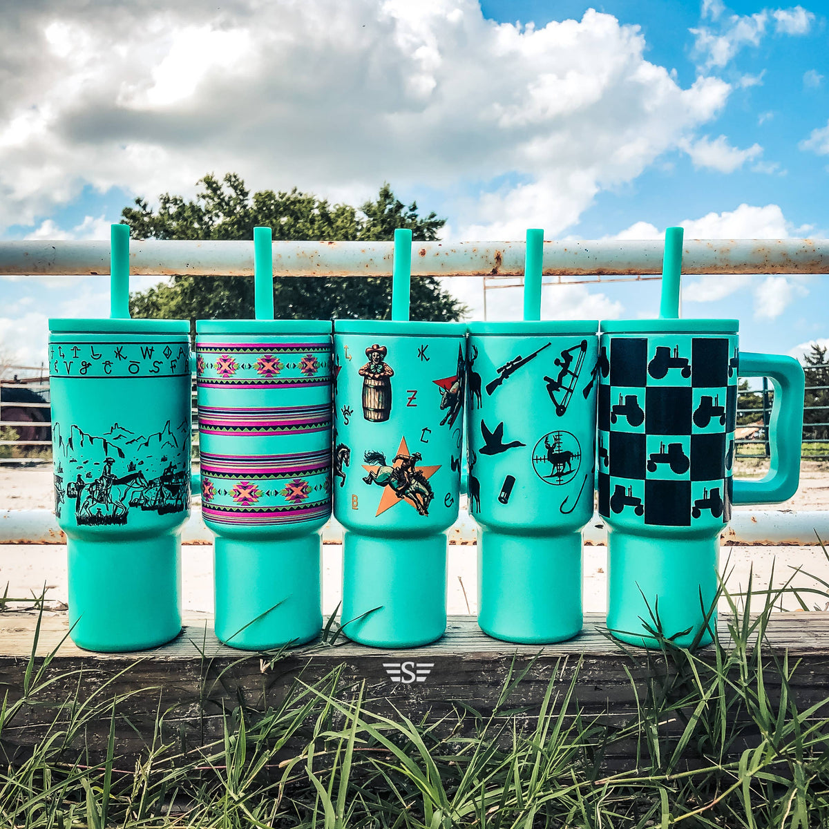 Kids 24oz Western Tumbler: Red Retro Rodeo