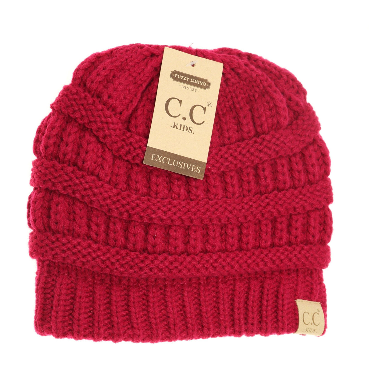 Kids Solid Fuzzy Lined CC Beanie KIDS25: Ivory