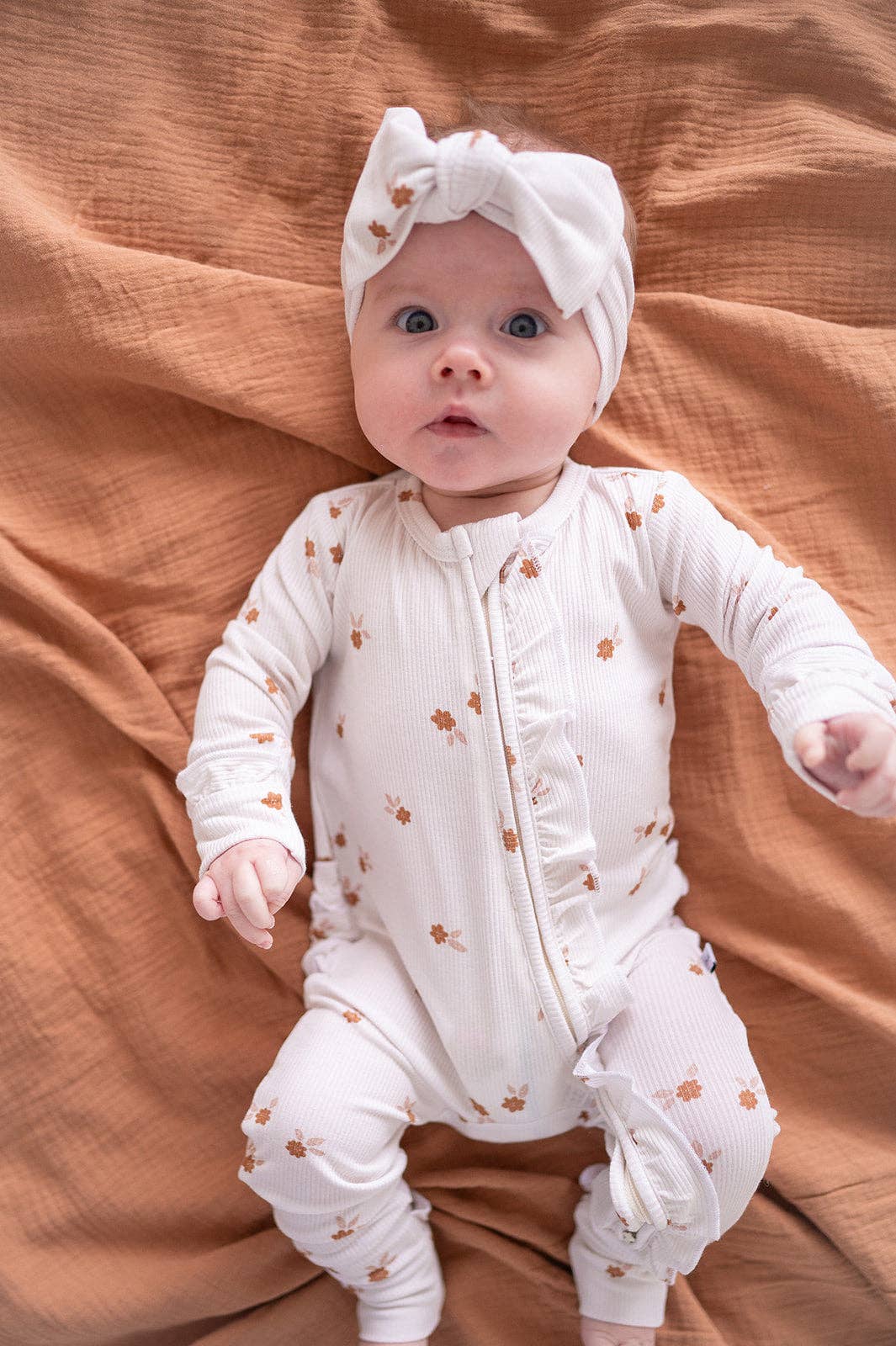Ruffle Zipper One Piece -  Fleur: Newborn