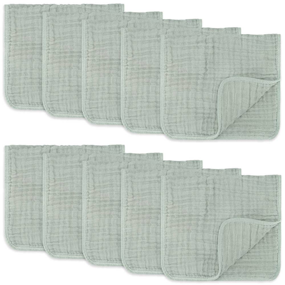 Muslin Burp Cloths by Comfy Cubs: Pack of 10 / Pacific Blue