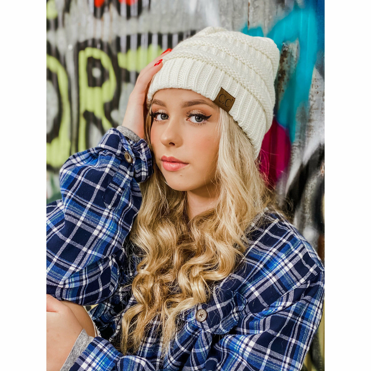 Classic Fuzzy Lined CC Beanie HAT25: Black