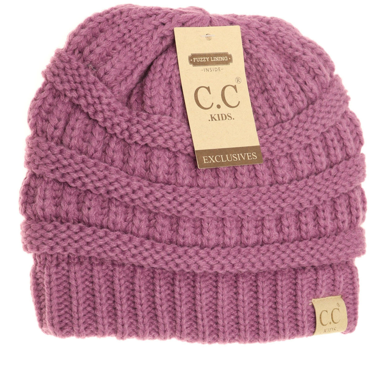 Kids Solid Fuzzy Lined CC Beanie KIDS25: Ivory