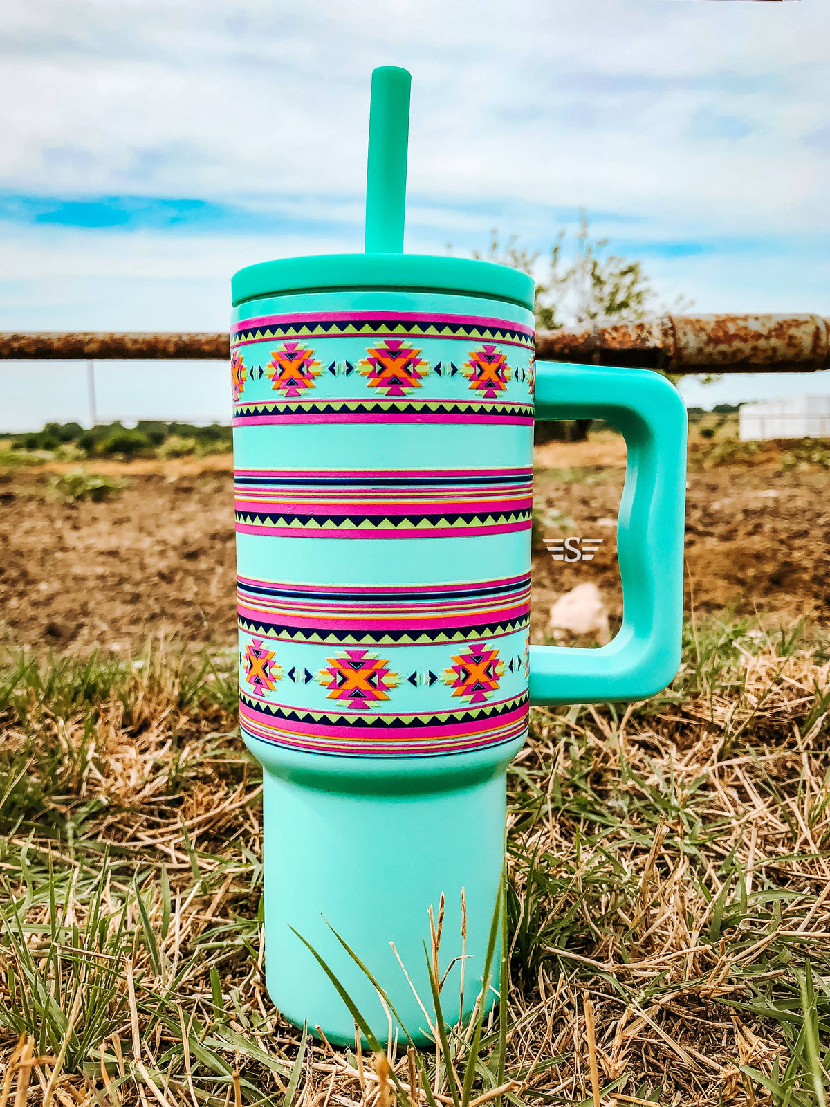 Kids 24oz Western Tumbler: Turquoise Retro Rodeo