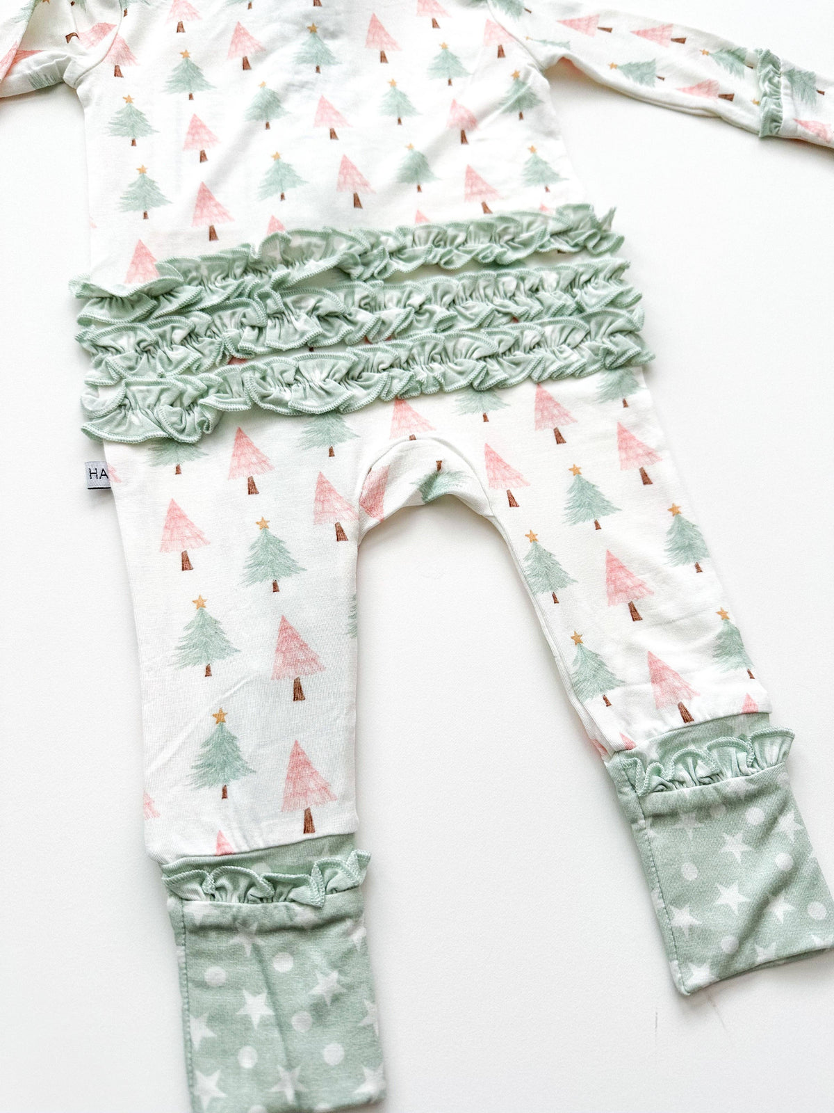 Sweet Christmas Trees Ruffle Romper