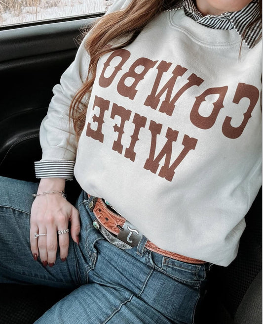Cowboy Wife Sweatshirt (Adult)(Light Taupe)