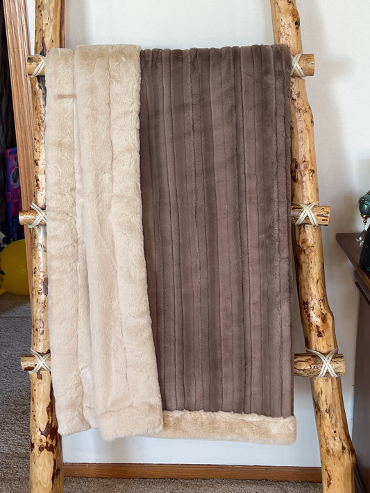 Taupe Vienna / Beige Encore Adult Blanket