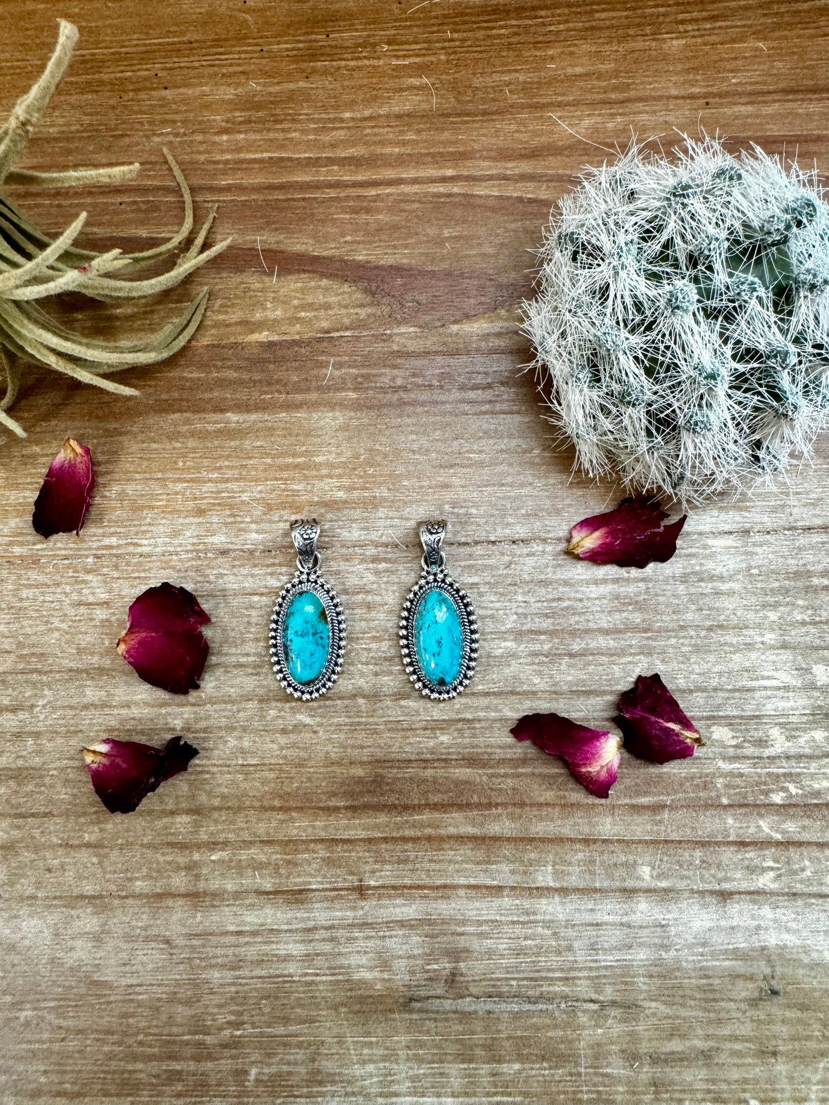 Pendant - long turquoise stone