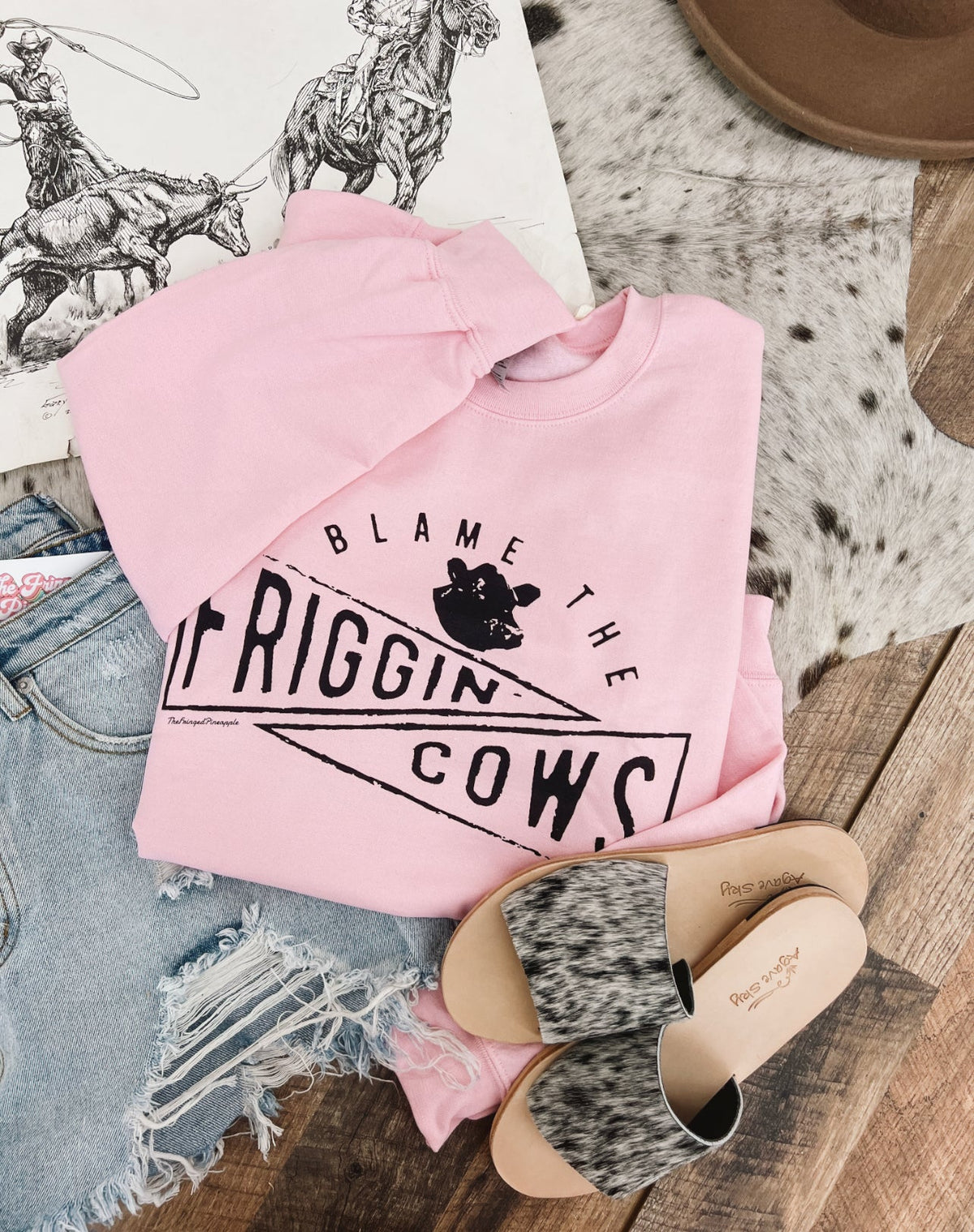 Blame The Cows Sweatshirt (Pink)