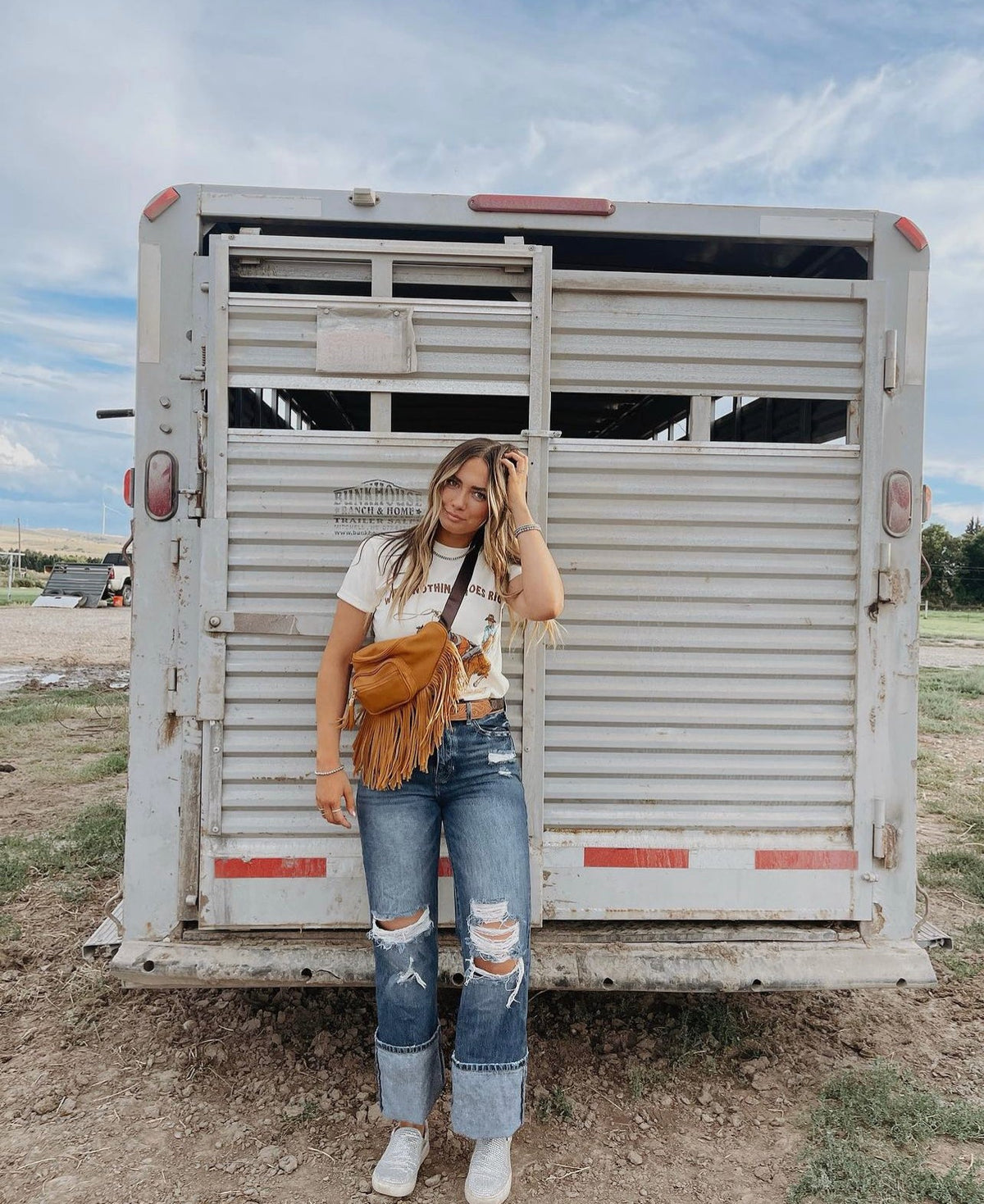 Cody When Nothing Goes Right - Go Left Team Ropers Tee 2.0(  Fringed exclusive)(cream tee)