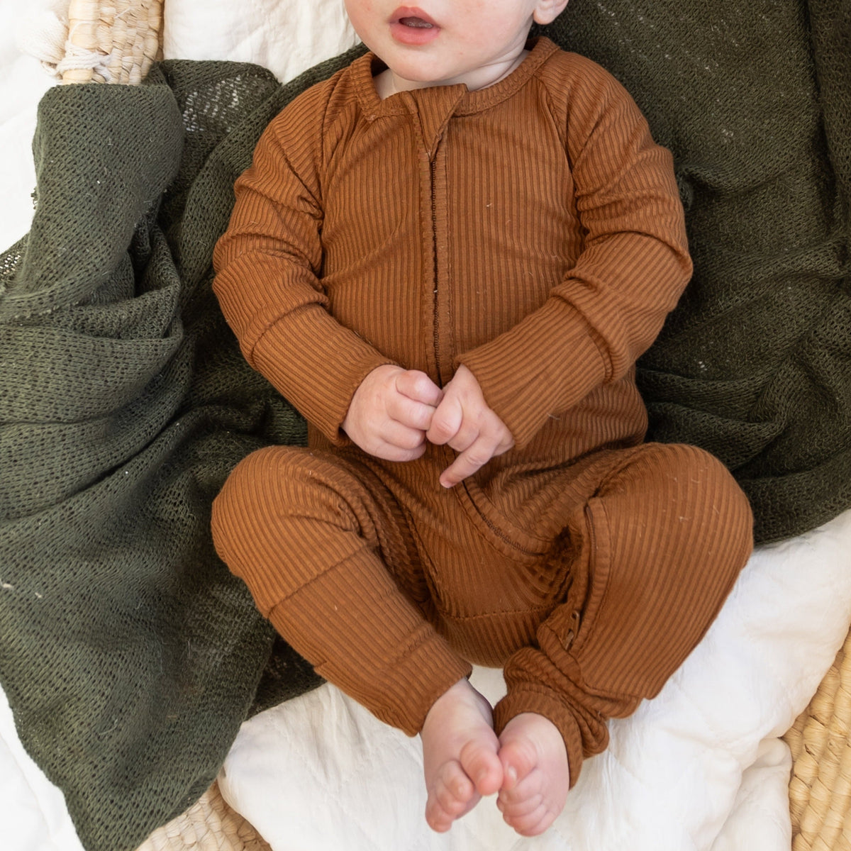 ZIP ROMPER - Bark Ribbed