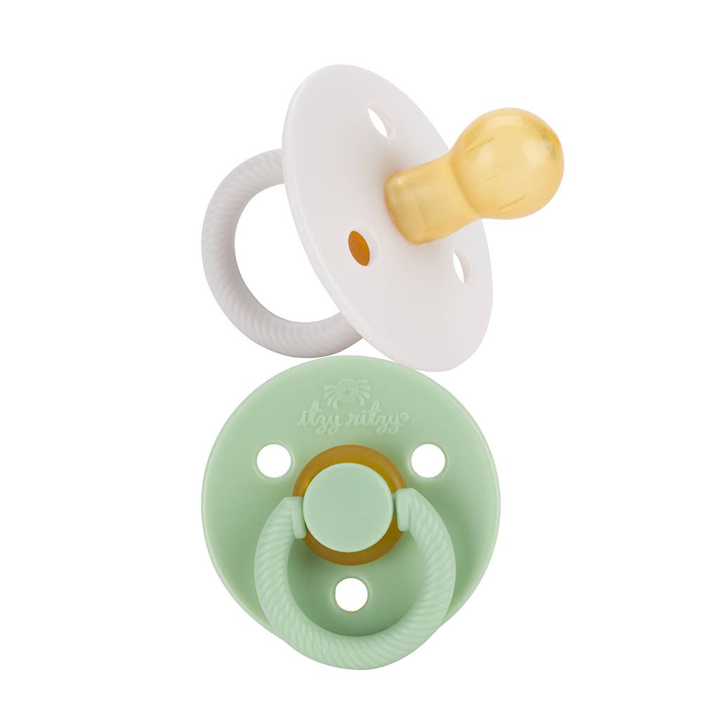 Itzy Soother™ Natural Rubber Paci Sets: Mint + White