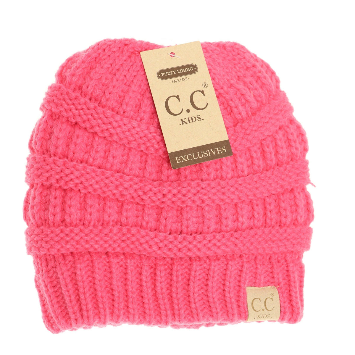 Kids Solid Fuzzy Lined CC Beanie KIDS25: Beige