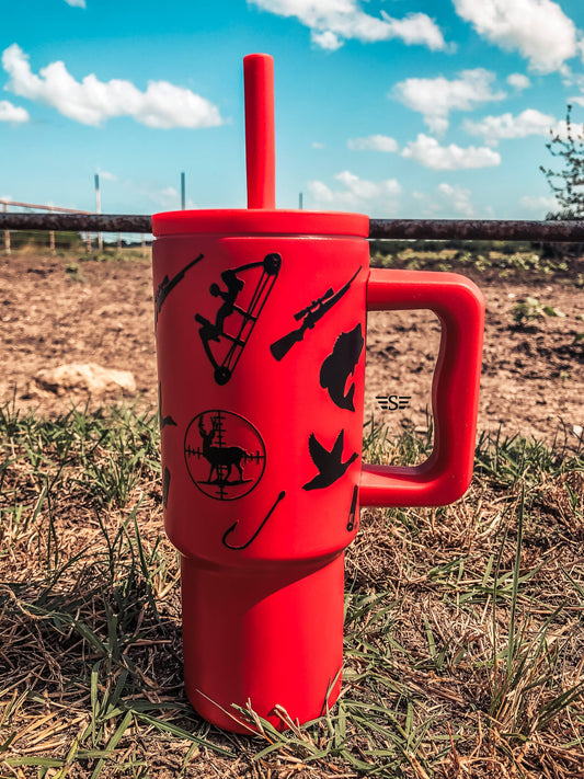 Kids 24oz Western Tumbler: Red Hunting