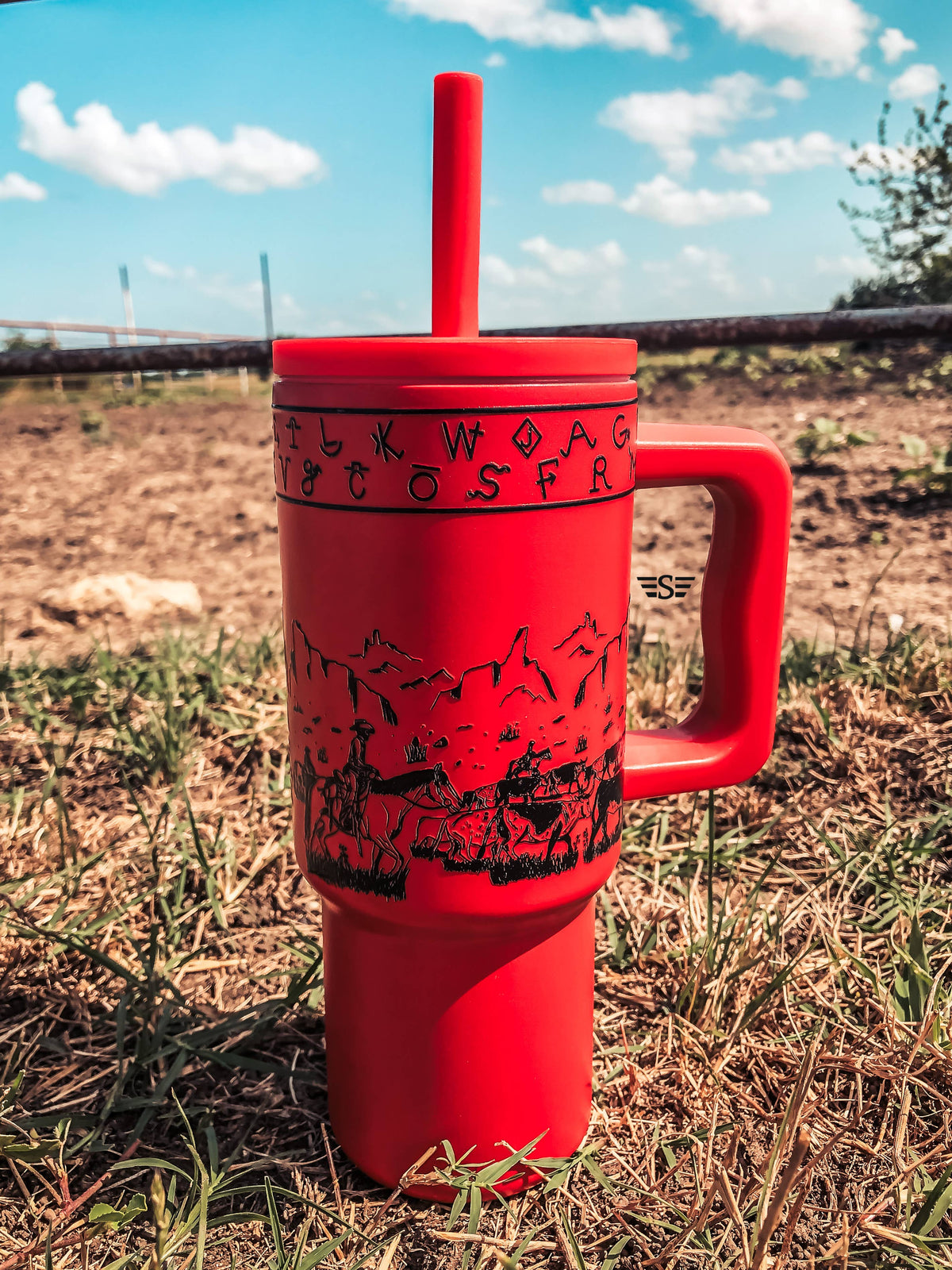 Kids 24oz Western Tumbler: Red Retro Rodeo