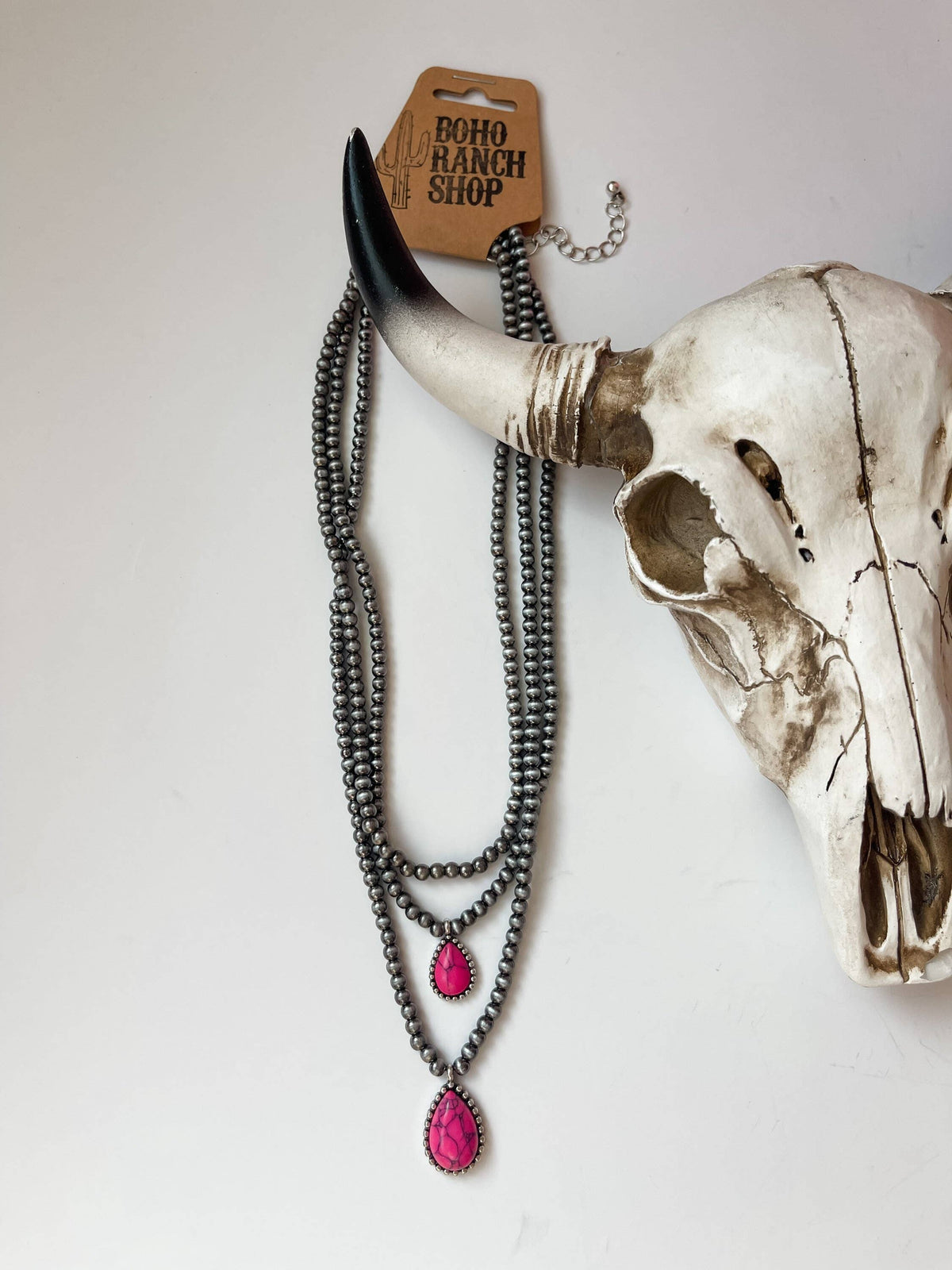 Multi Layered Necklace Navajo Bead Semi Stone Necklace