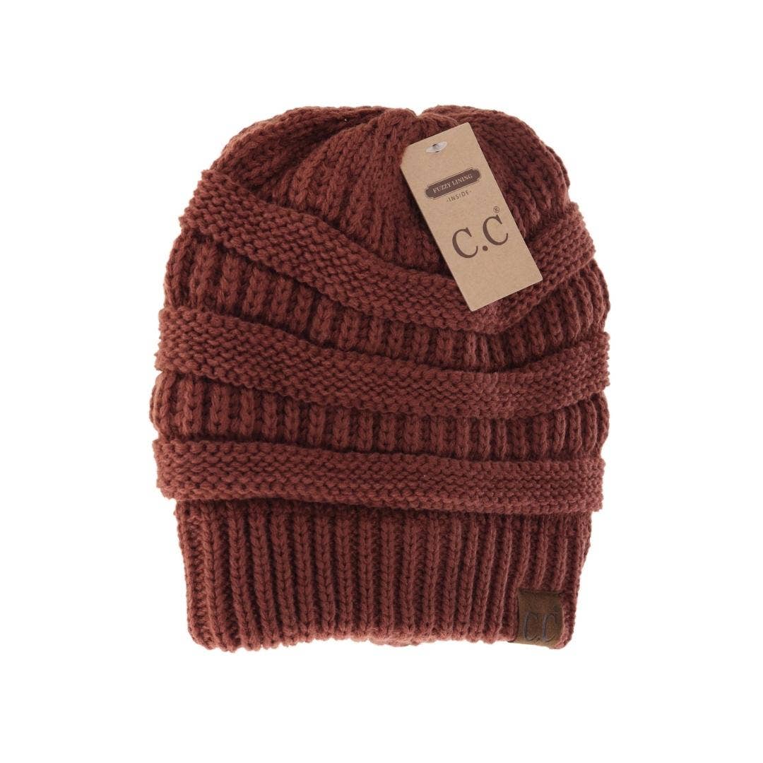 Classic Fuzzy Lined CC Beanie HAT25: Rose