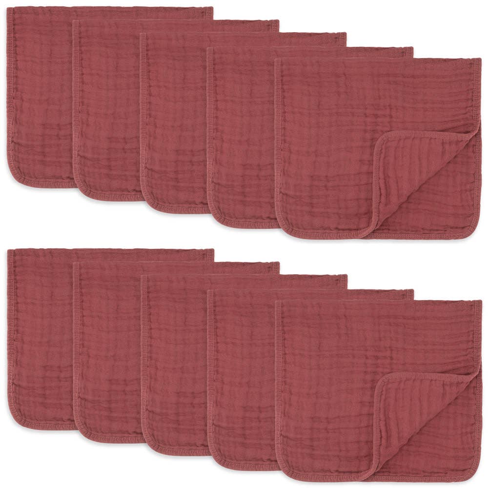Muslin Burp Cloths by Comfy Cubs: Pack of 10 / Blush