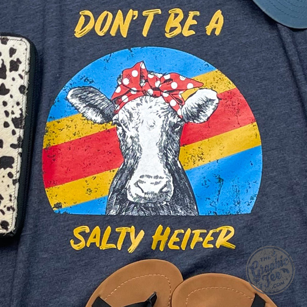 Don't Be A Salty Heifer - Heather Midnight Navy Tee