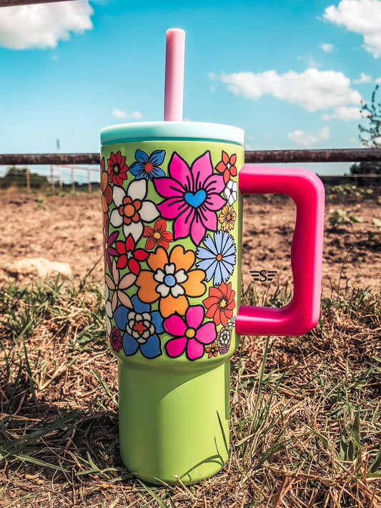 Kids 24oz Western Tumbler: Floral