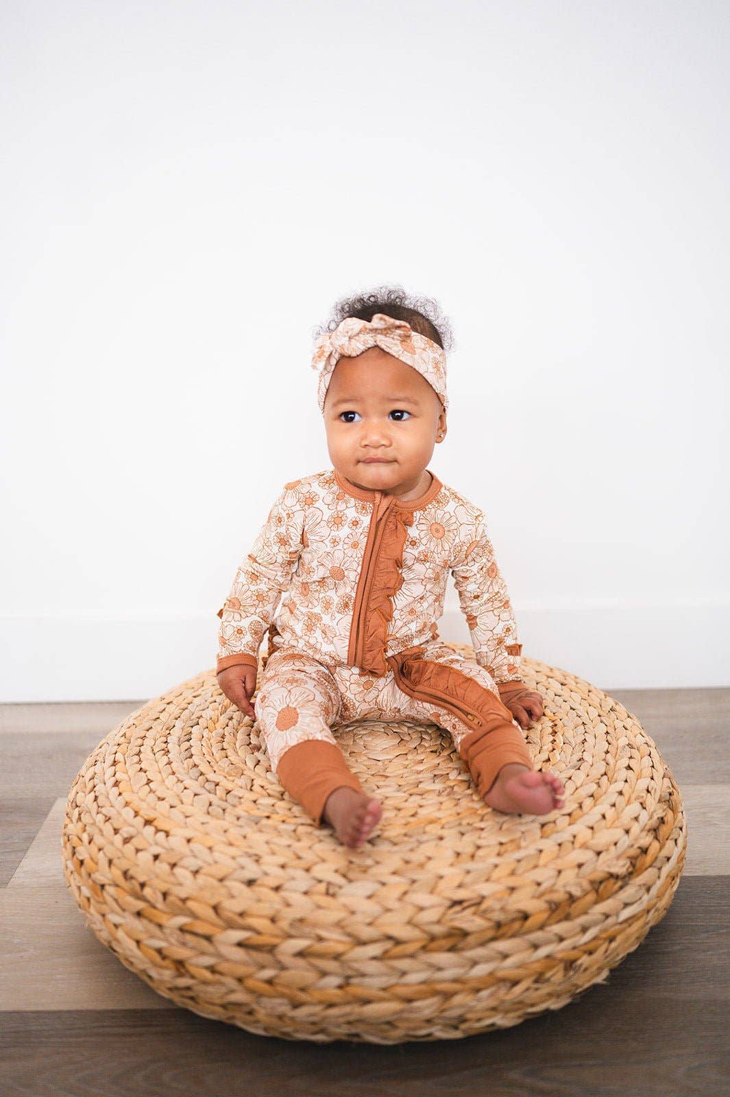 Ruffle Zipper One Piece -  Flower Garden: 6-9 Months