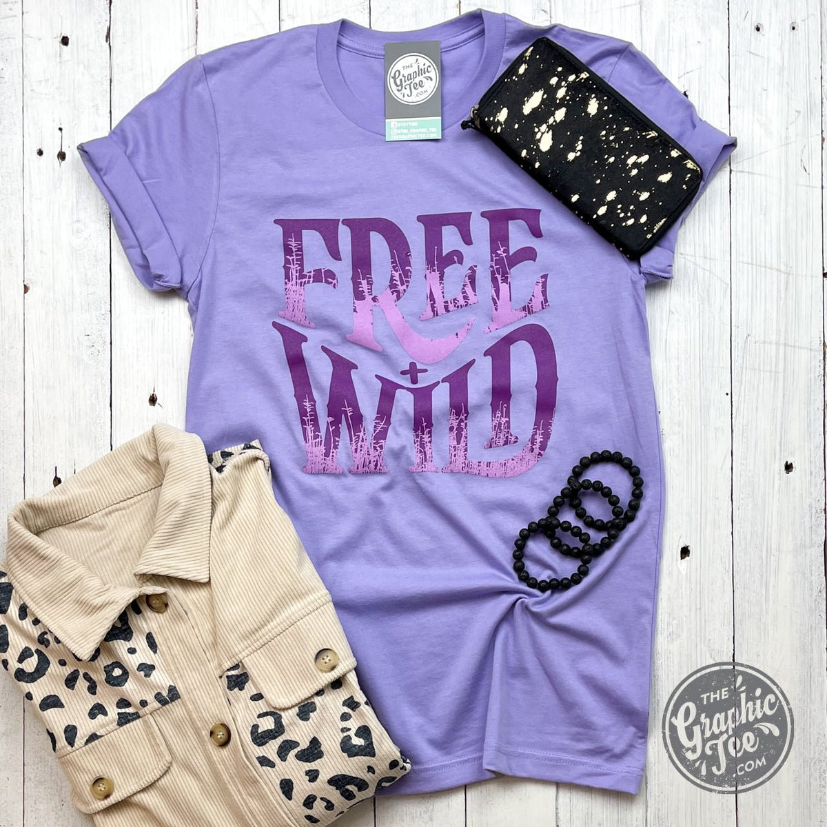 Free + Wild Dark Lavender Short Sleeve Crew Neck Tee