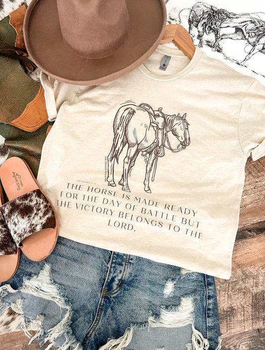 Battle Horse Tee or Sweatshirt (cream) (Adult)
